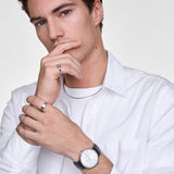 Daniel Wellington Classic Sheffield White Dial Black Leather Strap Watch For Men - DW00100020 Buy Now By Daniel Wellington