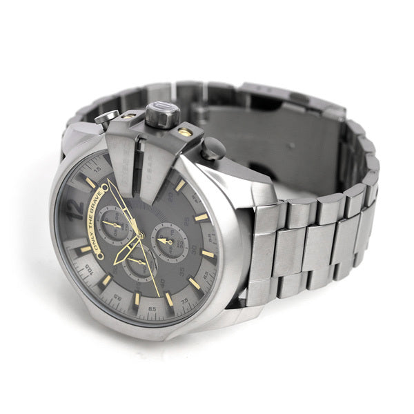 Diesel Mega Chief Chronograph Grey Dial Grey Steel Strap Watch For Men - DZ4466 Buy Now By Diesel