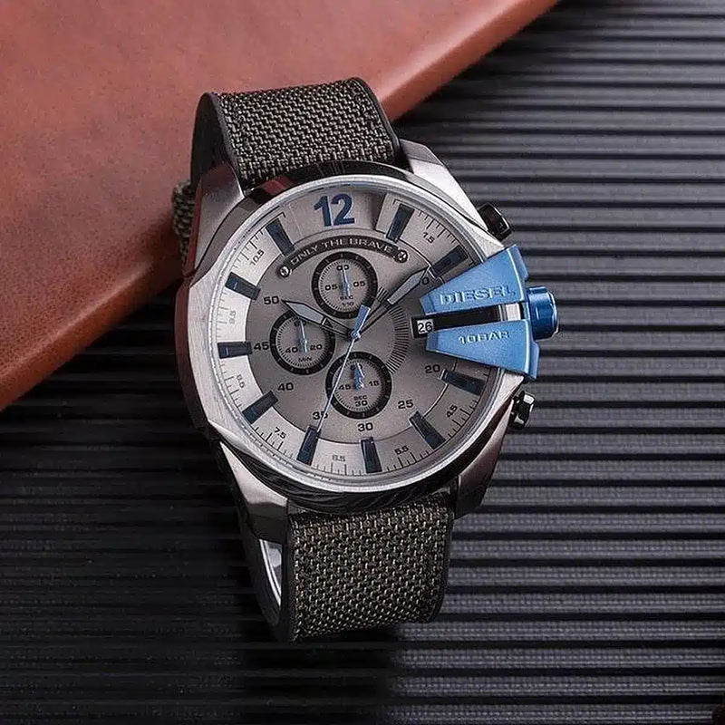 Diesel Mega Chief Chronograph Black Dial Black Nylon Strap Watch For Men - DZ4500 Buy Now By Diesel