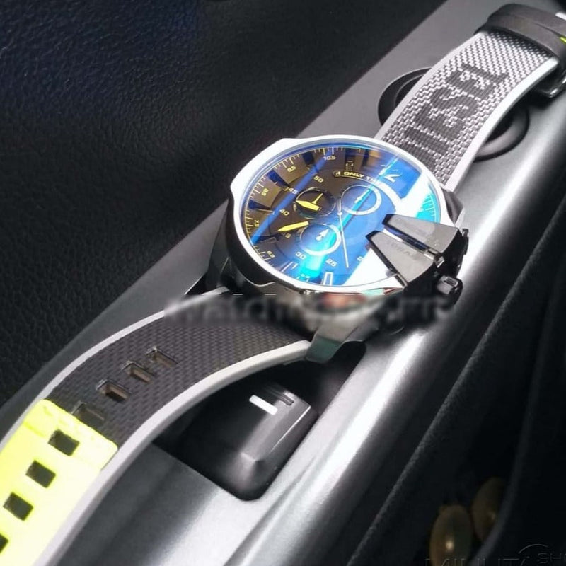 Diesel Mega Chief Chronograph Black Dial Grey Nylon Strap Watch For Men - DZ4523 Buy Now By Diesel