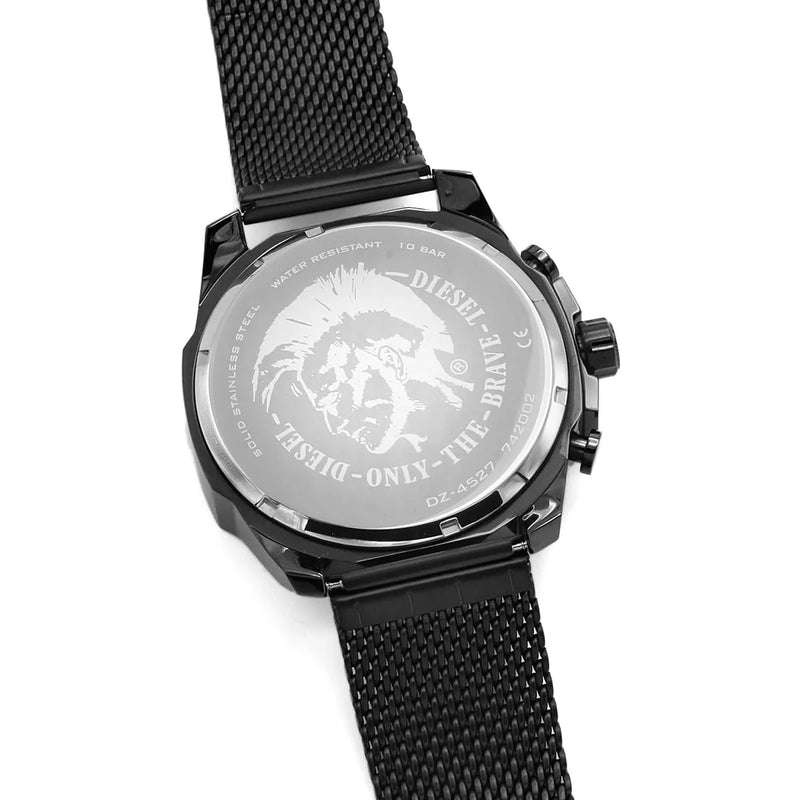 Diesel Mega Chief Chronograph Black Dial Black Mesh Strap Watch For Men - DZ4527 Buy Now By Diesel