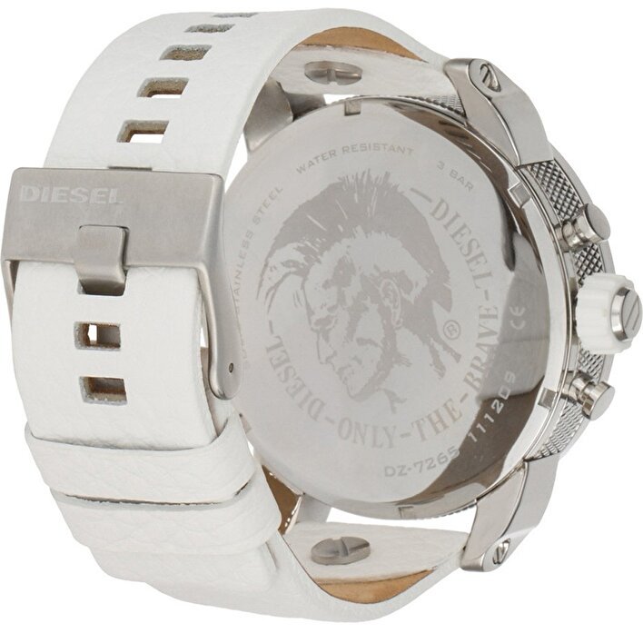 Diesel Badass Chronograph White Dial White Leather Strap Watch For Men - DZ7265 Buy Now By Diesel