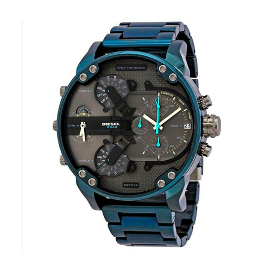 Shop Diesel Daddy 2.0 Chronograph Quartz Grey Dial Blue Steel Strap Watch For Men - DZ7414 in USA