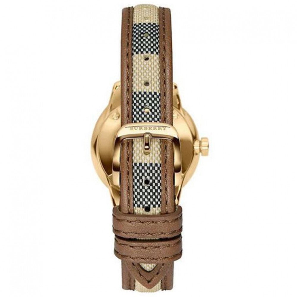 Burberry The Classic Gold Dial Brown Leather Strap Watch for Women - BU10114