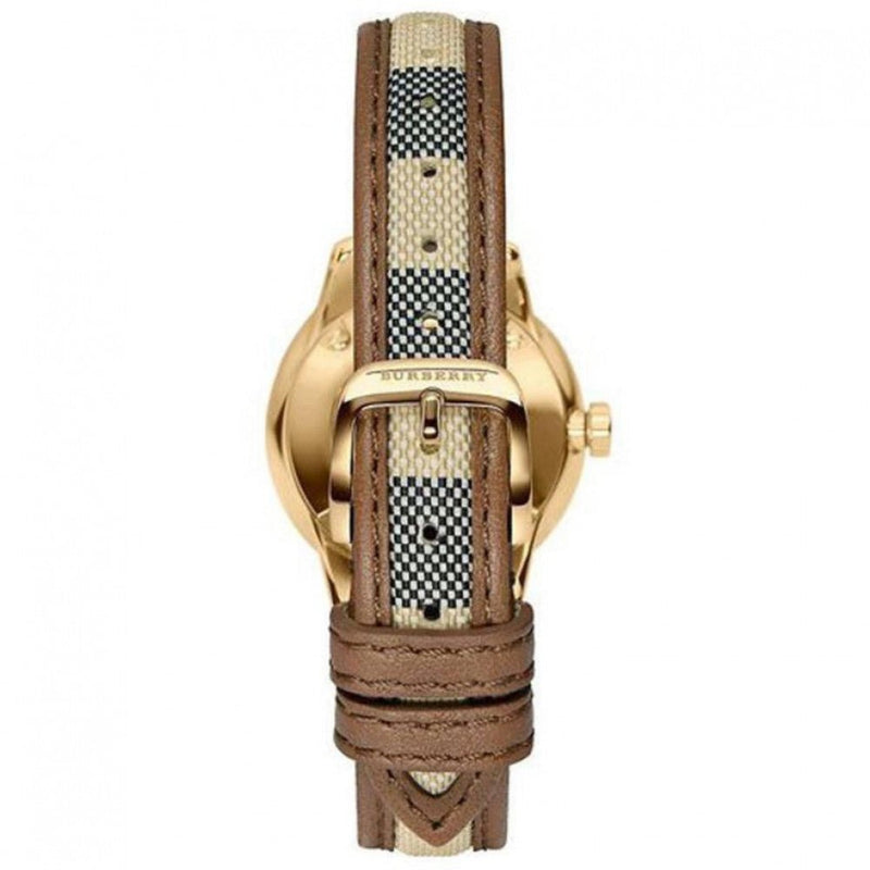 Shop Burberry The Classic Gold Dial Brown Leather Strap Watch for Women - BU10114 in USA