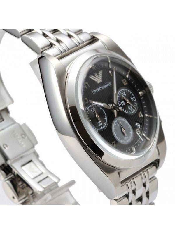 Emporio Armani Franco Black Dial Silver Steel Strap Watch For Men - AR0373 Buy Now By Emporio Armani