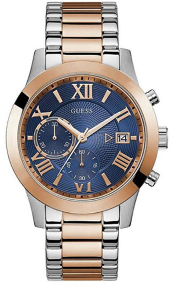 Shop Guess Atlas Chronograph Blue Dial Two Tone Steel Strap Watch for Men - W0668G6 in USA