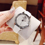 Shop Swarovski Crystalline Hours Silver Dial White Leather Strap Watch for Women - 5295383 in USA