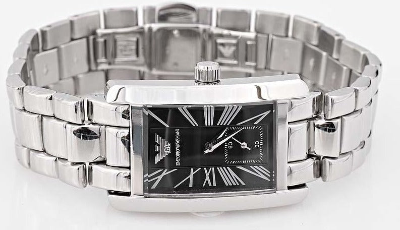 Emporio Armani Classic Black Dial Silver Stainless Steel Watch For Women - AR0157 Buy Now By Emporio Armani