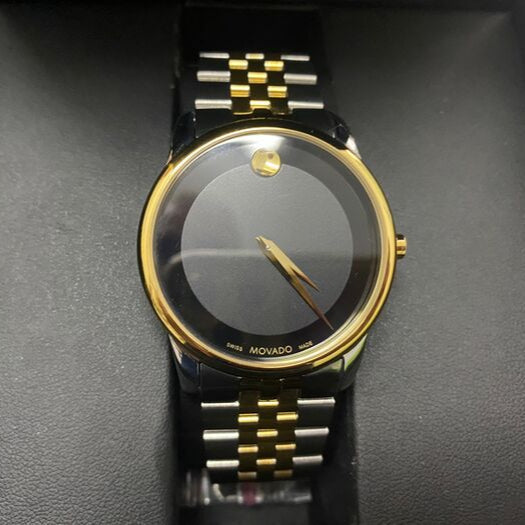 Movado Museum Classic Black Dial Two Tone Steel Strap Watch For Women - 0606605 Buy Now By Movado