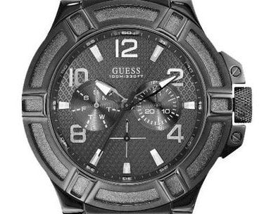 Guess Rigor Analog Black Dial Black Leather Strap Watch For Men - W0040G1 Buy Now By Guess
