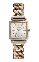 Shop Guess Vanity Diamonds Silver Dial Gold Steel Strap Watch for Women - W1030L4 in USA