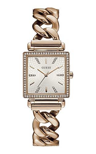 Shop Guess Vanity Diamonds Silver Dial Gold Steel Strap Watch for Women - W1030L4 in USA