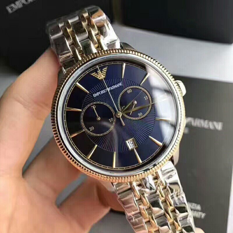 Emporio Armani Classic Blue Dial Two Tone Steel Strap Watch For Men - AR1847 Buy Now By Emporio Armani