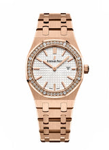 Audemars Piguet Royal Oak Quartz White Dial Rose Gold Steel Strap Watch for Women - 67651OR.ZZ.1261OR.01