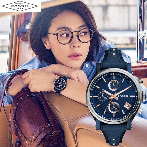 Fossil Boyfriend Sport Chronograph Blue Dial Blue Leather Strap Watch for Women - ES4113 Buy Now By Fossil