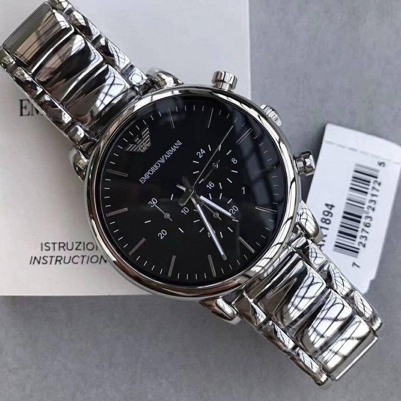 Emporio Armani Luigi Black Dial Silver Steel Strap Watch For Men - AR1894 Buy Now By Emporio Armani