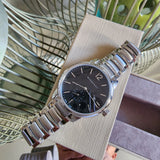Shop Burberry The Classic Round Black Dial Silver Steel Strap Watch for Men - BU10005 in USA