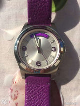 Shop Marc Jacobs Baby Dave Silver Dial Purple Leather Strap Watch for Women - MBM1262 in USA