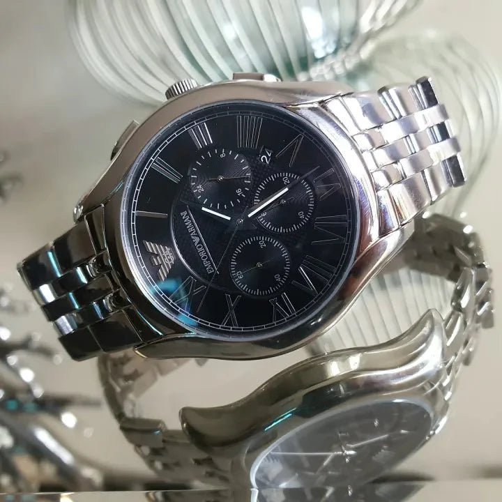 Emporio Armani Classic Chronograph Black Dial Silver Steel Strap Watch For Men - AR1786 Buy Now By Emporio Armani