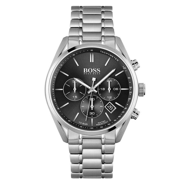 Shop Hugo Boss Champion Black Dial Silver Steel Strap Watch for Men - 1513871 in USA