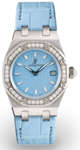 Audemars Piguet Royal Oak Quartz Diamonds Turquoise Dial Turquoise Leather Strap Watch for Women - 67601ST.ZZ.D034CR.01