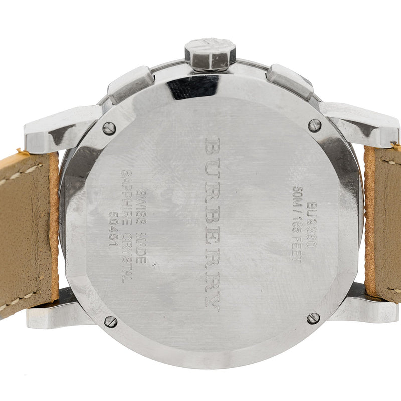 Burberry The City Chronograph White Dial Haymarket Leather Strap Watch For Men - BU9360 Buy Now By Burberry