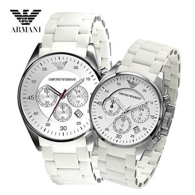 Emporio Armani Sport Chronograph White Dial White Silicone Strap Watch For Men - AR5859 Buy Now By Emporio Armani