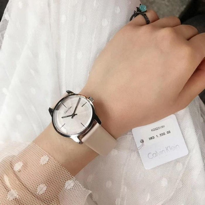 Calvin Klein City White Dial White Leather Strap Watch for Women - K2G231XH Buy Now By Calvin Klein