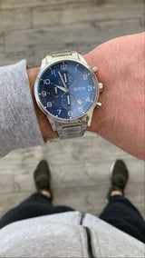 Hugo Boss Aeroliner Blue Dial Silver Steel Strap Watch for Men - 1513183 Buy Now By Hugo Boss