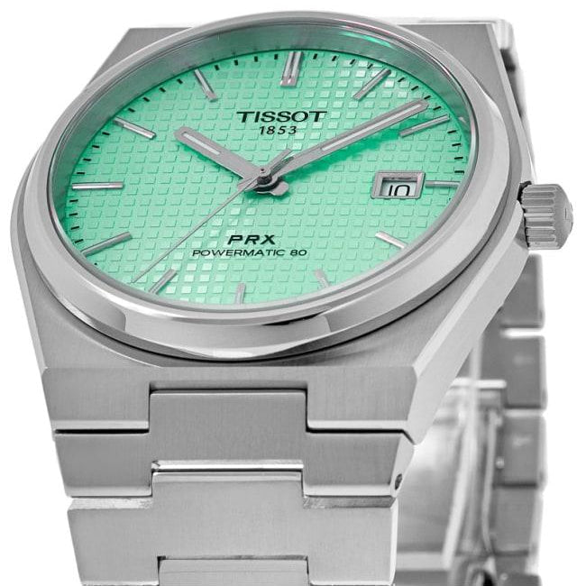 Shop Tissot PRX Powermatic 80 Automatic Mint Green Dial Silver Steel Strap Watch for Men - T137.407.11.091.01 in USA