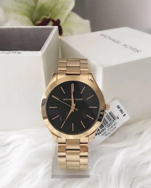 Michael Kors Runway Black Dial Gold Steel Strap Watch for Women - MK3478 Buy Now By Michael Kors