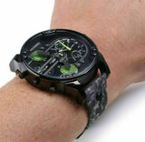 Shop Diesel Big Daddy Chronograph Black Dial Black Leather Strap Watch For Men - DZ7311 in USA