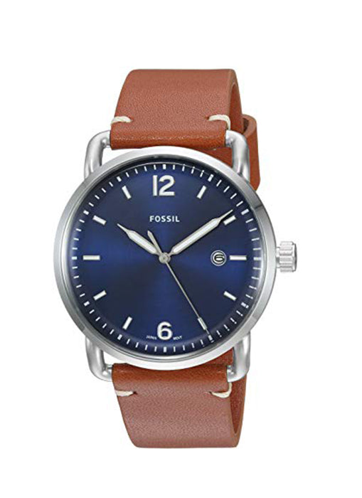 Shop Fossil Commuter Blue Dial Blue Leather Strap Watch for Men - FS5325 in USA
