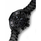 Diesel Mega Chief Chronograph Black Dial Black Steel Strap Watch For Men - DZ4355