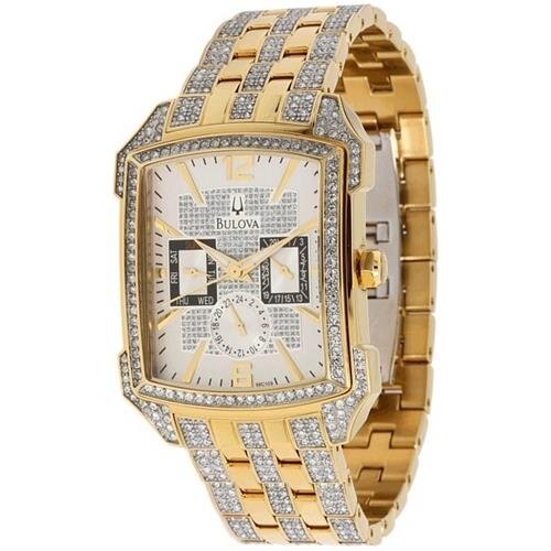 Bulova Crystal Chronograph White Dial Two Tone Steel Strap Watch for Men - 98C109 Buy Now By Bulova