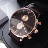 Emporio Armani Classic Chronograph Brown Dial Brown Leather Strap Watch For Men - AR0387 Buy Now By Emporio Armani