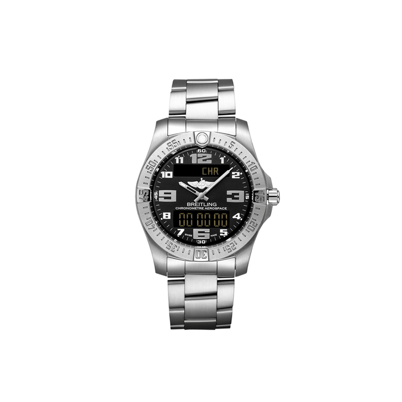 Breitling Aerospace Evo Black Dial Silver Steel Strap Watch for Men - E79363101B1E1