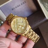 Shop Burberry The Classic Gold Dial Gold Steel Strap Watch for Men - BU10006 in USA