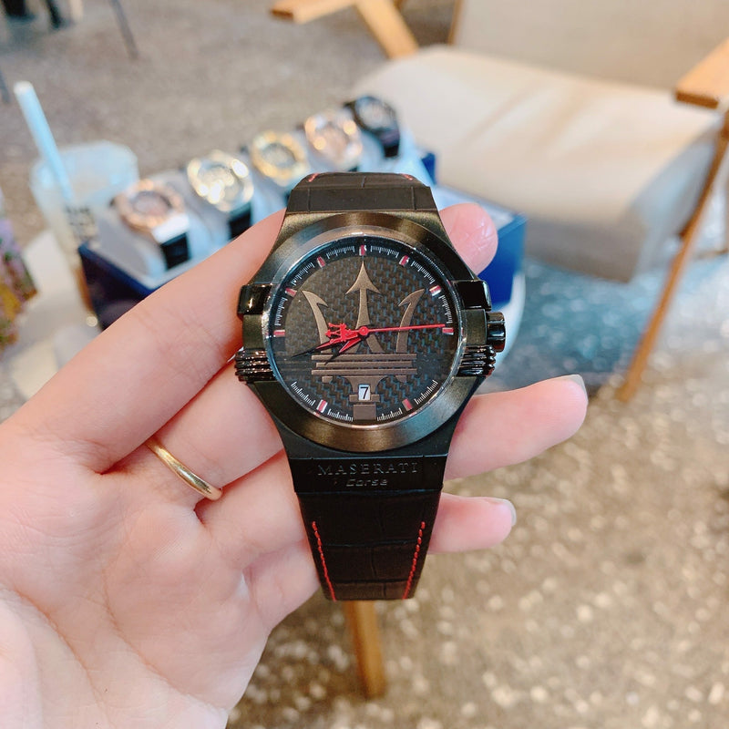 Maserati Potenza 3H STR Black Dial 42mm Leather Strap Watch For Men - R8851108010 Buy Now By Maserati
