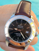 Shop Breitling Superocean Heritage 42mm Rose Gold Chronometer Black Dial Brown Leather Strap Mens Watch - U1732112 in USA