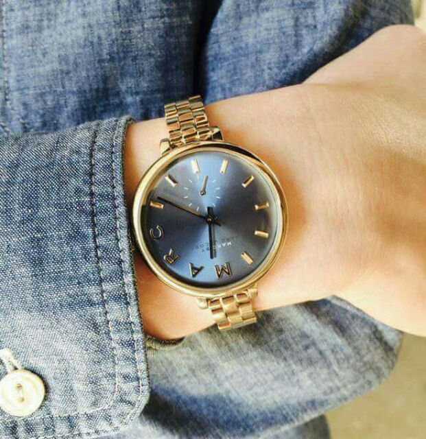Marc Jacobs Sally Blue Dial Gold Steel Strap Watch for Women - MBM3366 Buy Now By Marc Jacobs