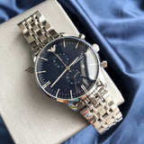 Emporio Armani Gianni Chronograph Blue Dial Silver Steel Strap Watch For Men - AR1648 Buy Now By Emporio Armani
