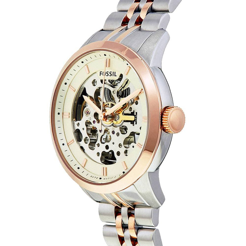 Fossil Townsman Automatic Skeleton White Dial Two Tone Steel Strap Watch for Men - ME3075 Buy Now By Fossil