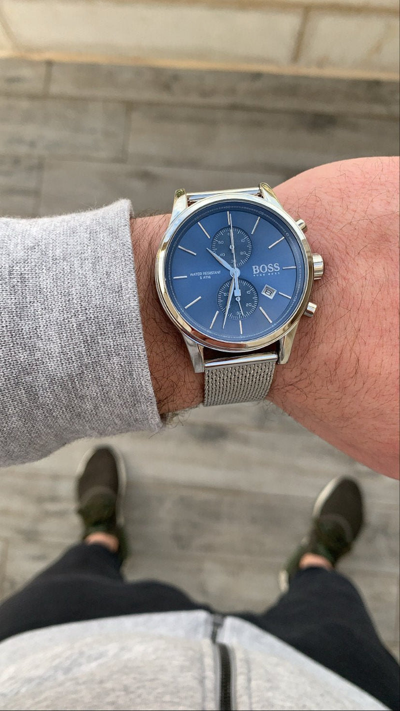 Hugo Boss Jet Blue Dial Silver Mesh Bracelet Watch for Men - 1513441 Buy Now By Hugo Boss