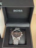 Hugo Boss Jet Chronograph Black Dial Silver Steel Strap Watch for Men - 1513383