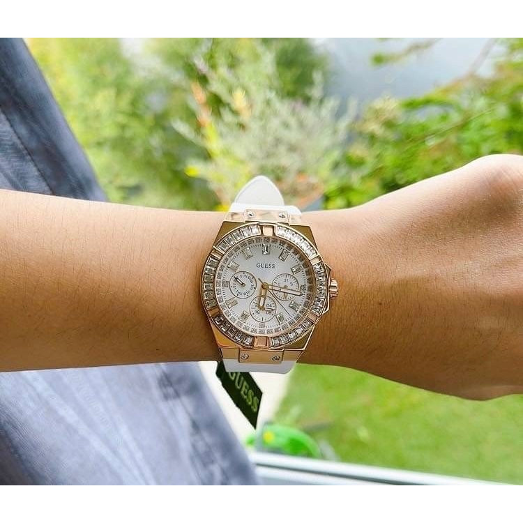 Shop Guess Venus Diamonds White Dial White Rubber Strap Watch for Women - GW0118L4 in USA