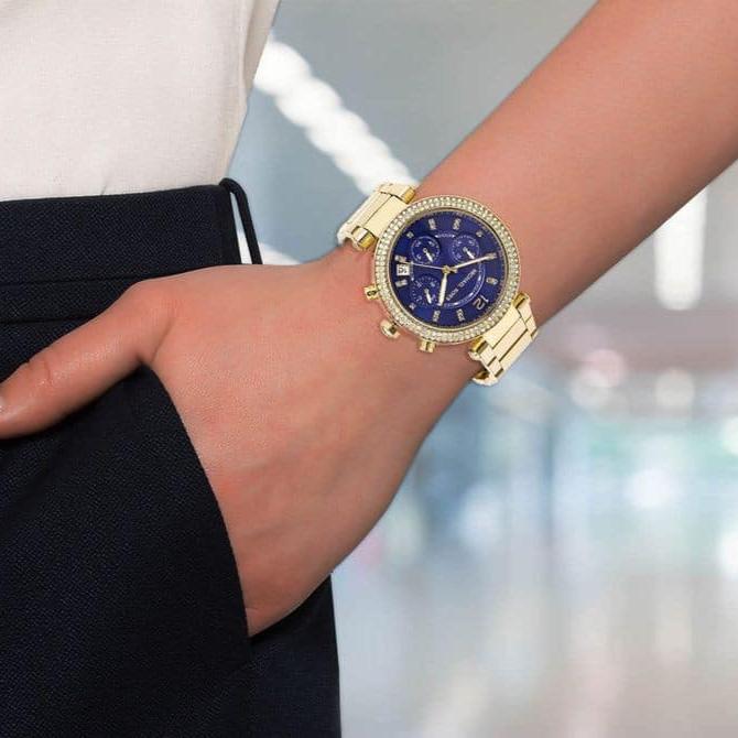 Michael Kors Parker Chronograph Blue Dial Gold Steel Strap Watch For Women - MK6262 Buy Now By Michael Kors
