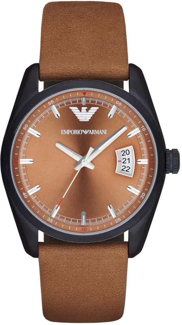 Emporio Armani Sportivo Analog Brown Dial Brown Leather Strap Watch For Men - AR6080 Buy Now By Emporio Armani