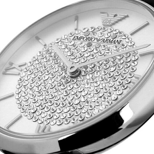 Emporio Armani Gianni T Bar Quartz Crystals Silver Dial Blue Leather Strap Watch For Women - AR11344 Buy Now By Emporio Armani